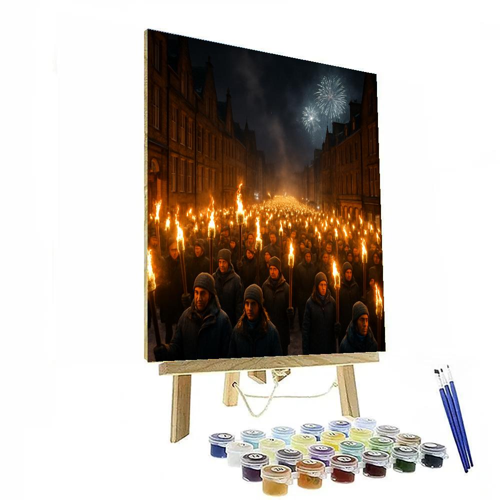 Majestic Edinburgh Hogmanay Torchlight Procession DIY paint by numbers