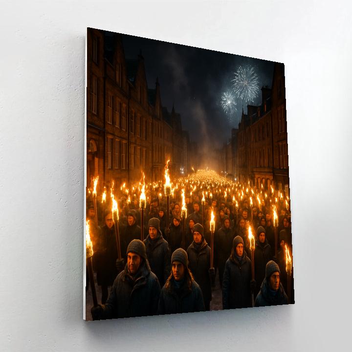 Majestic Edinburgh Hogmanay Torchlight Procession DIY paint by numbers