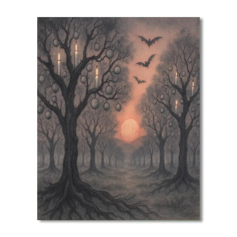 Obsidian Orchard At Sundown Number painting