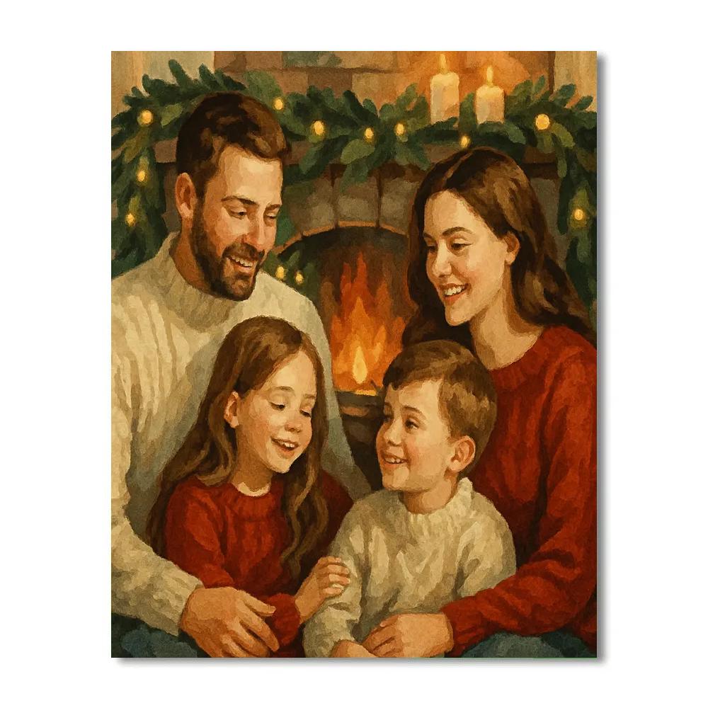 Glowing Hearthside Gathering Paint by numbers art