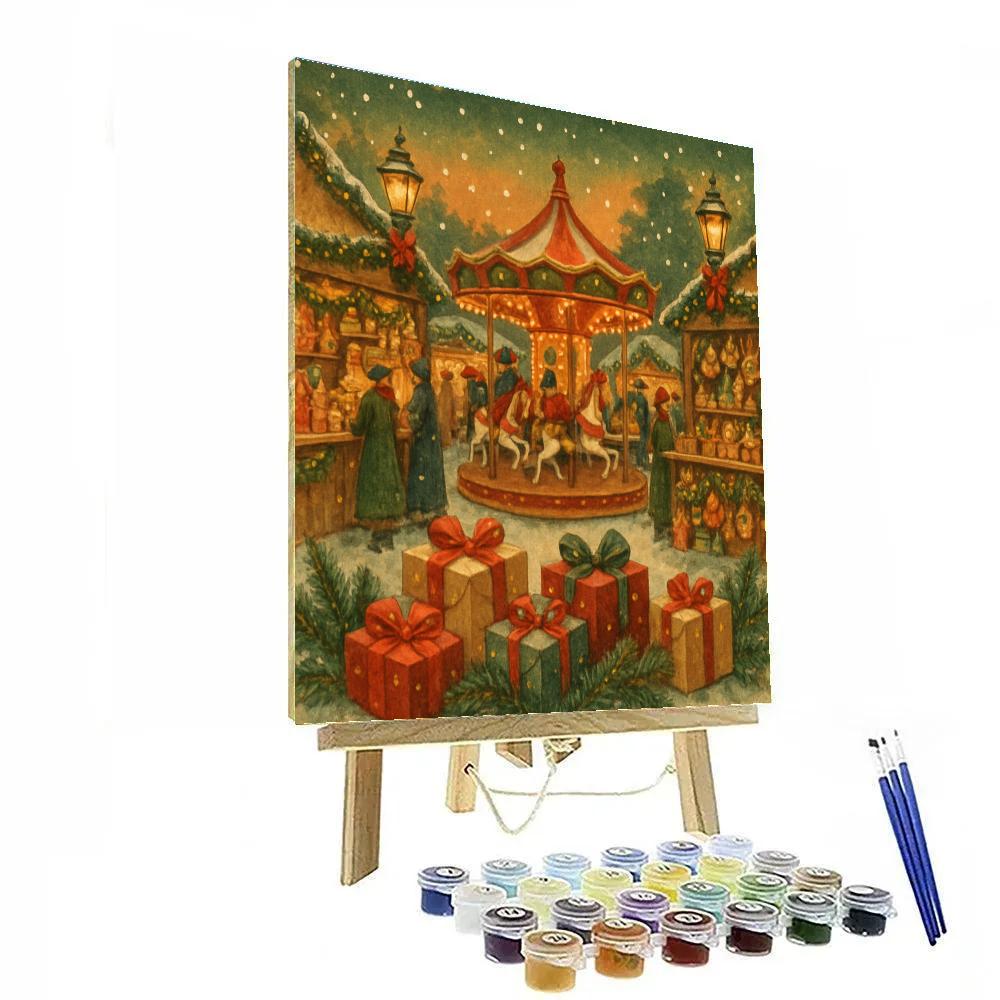 Holiday Market Carousel Of Gifts painting number kit