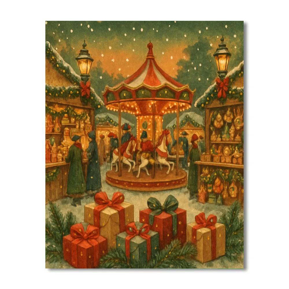 Holiday Market Carousel Of Gifts painting number kit