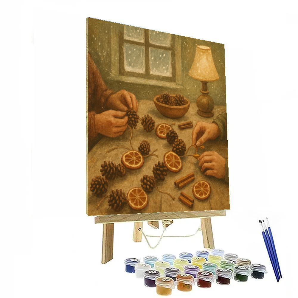 Pinecone Garland Workshop DIY paint by numbers