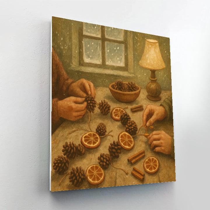Pinecone Garland Workshop DIY paint by numbers
