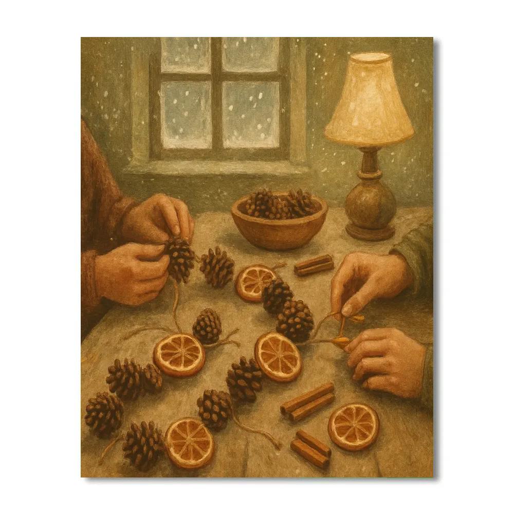 Pinecone Garland Workshop DIY paint by numbers