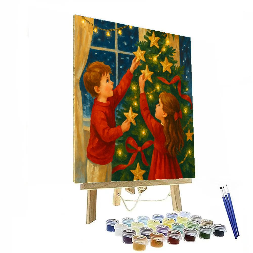 Starlit Tree Decorating Number painting