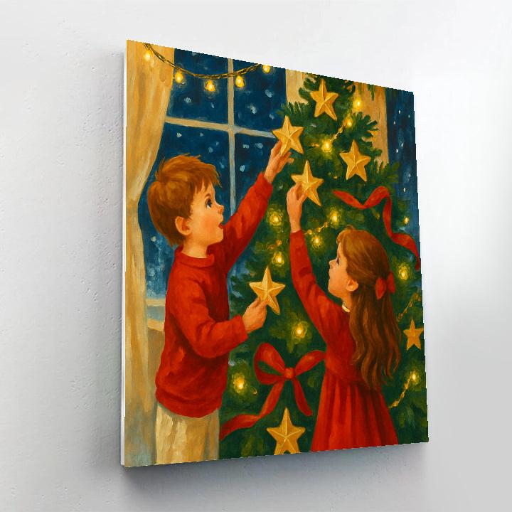 Starlit Tree Decorating Number painting