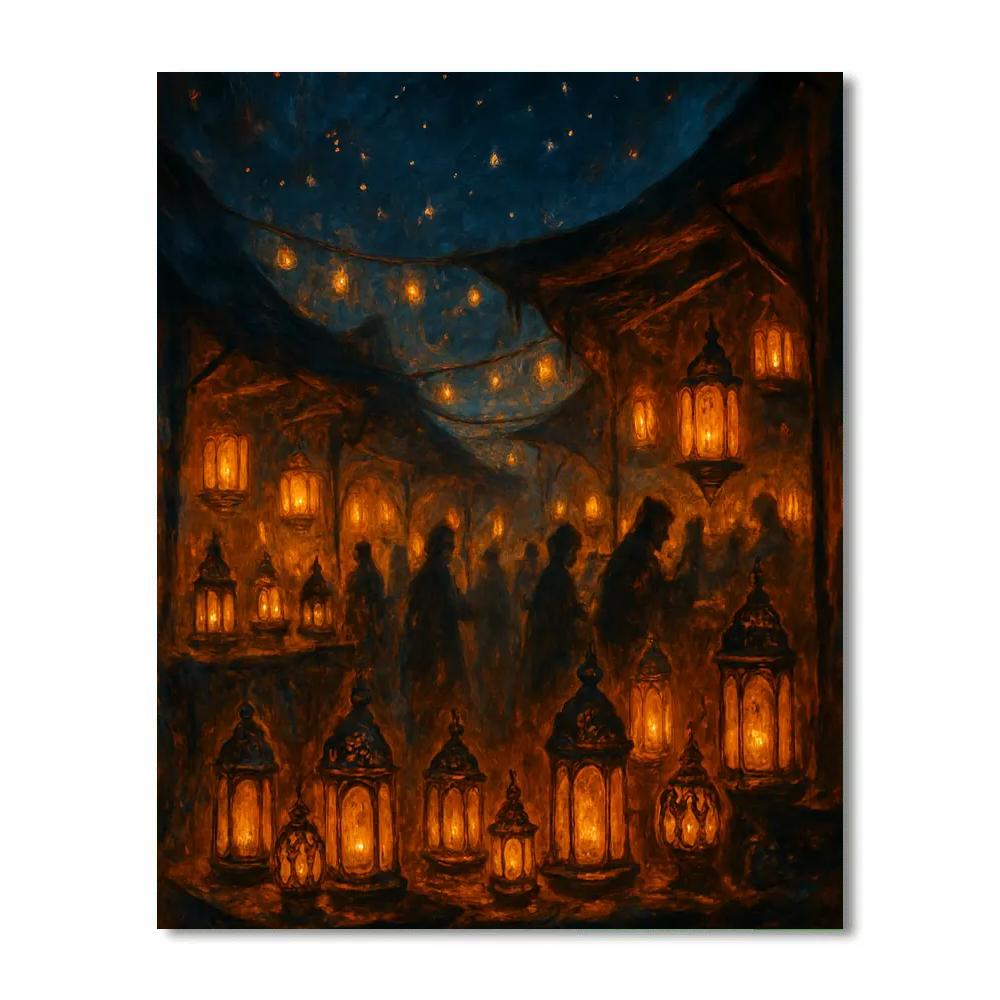 Night Bazaar Of Lantern Traders Paint by numbers art