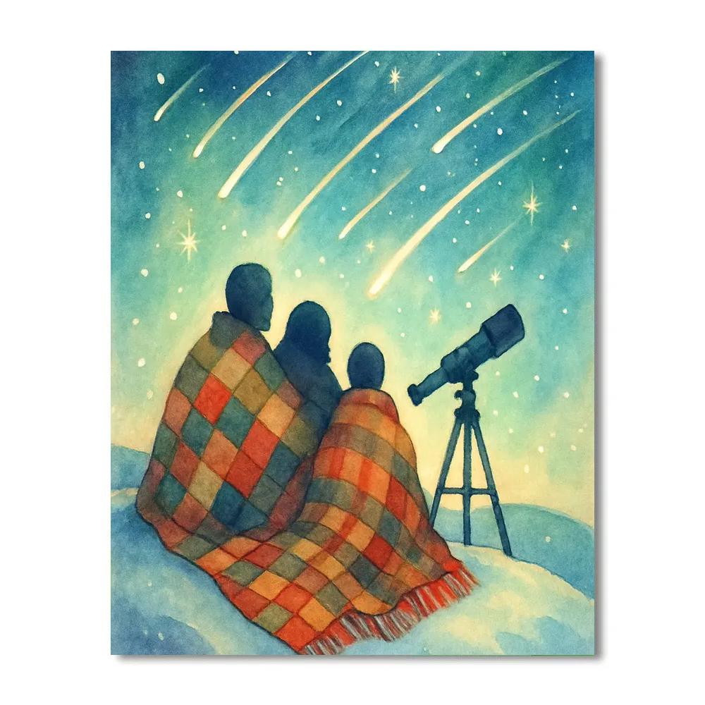 Midwinter Stargazers On Hilltop paint by number