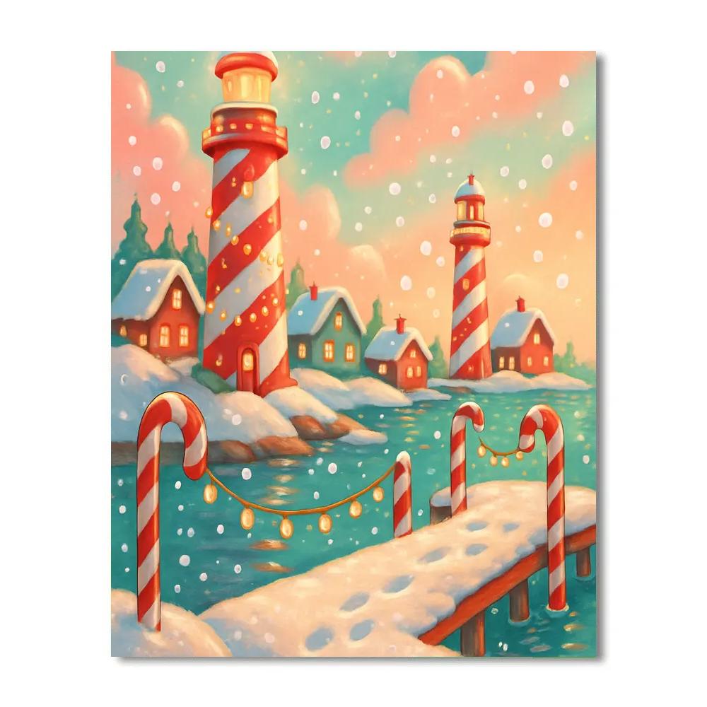 Peppermint Lighthouse Village paint by color