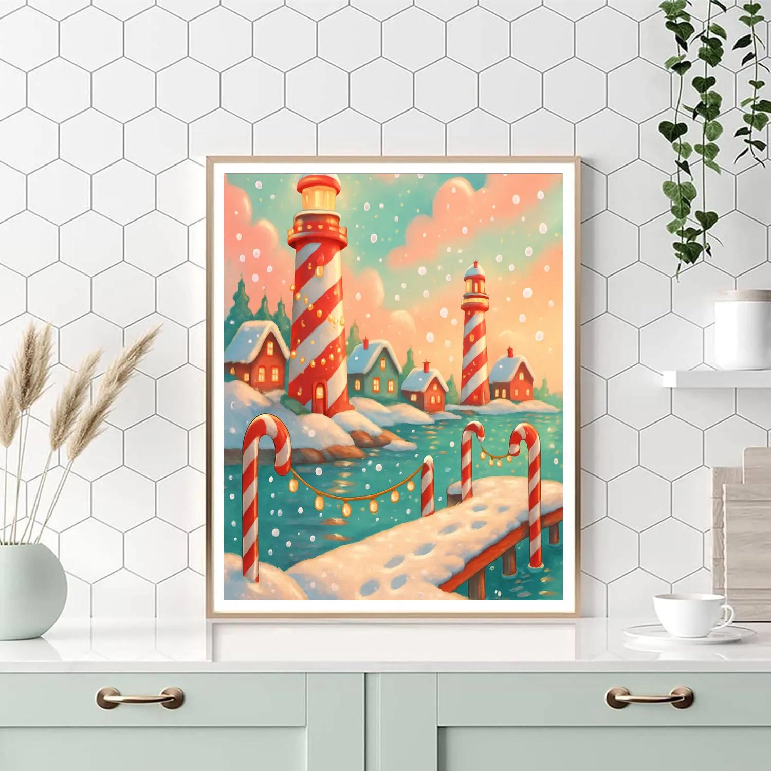 Peppermint Lighthouse Village paint by color