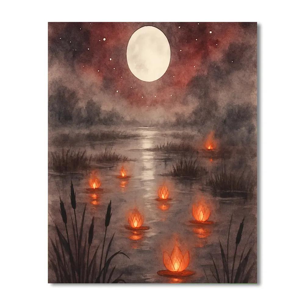 Moonpath Over Starlit Marsh Paint by numbers kits