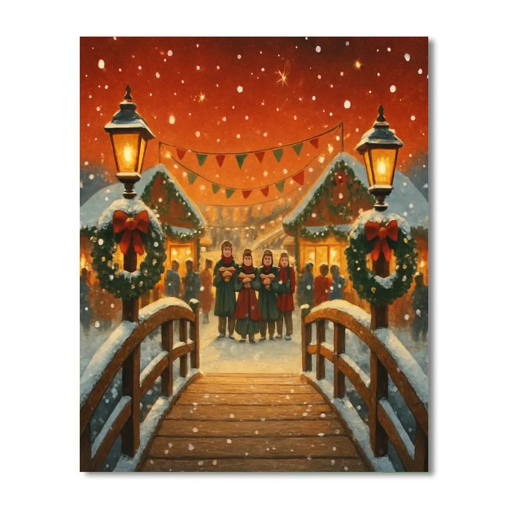 Winter Lantern Bridge To Market Number painting