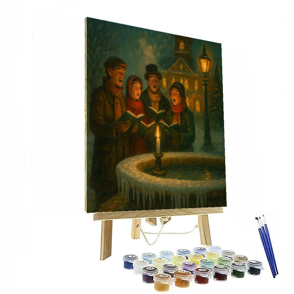 Carolers By The Frozen Fountain Paint by numbers kits