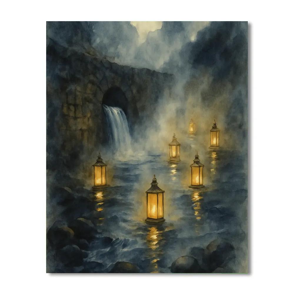 Lanterns On The Old Millrace Painting by numbers kit