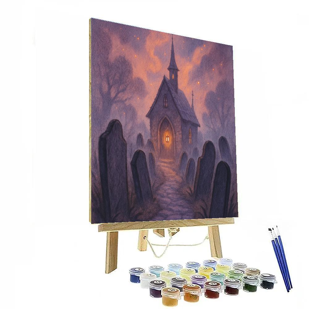 Lanternbound Churchyard Lane Number painting