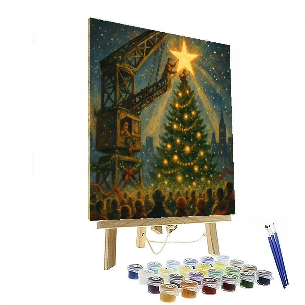 Crane Decorating The Giant Tree painting number kit