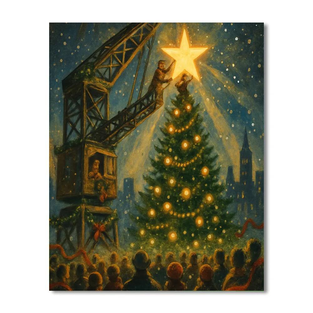 Crane Decorating The Giant Tree painting number kit