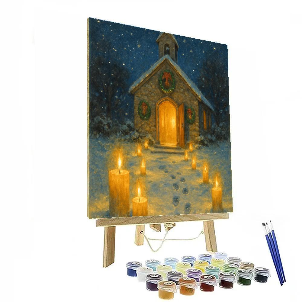 Candlelit Path To Winter Chapel Painting by numbers kit