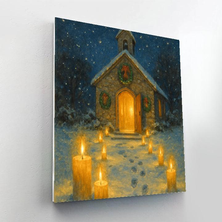 Candlelit Path To Winter Chapel Painting by numbers kit