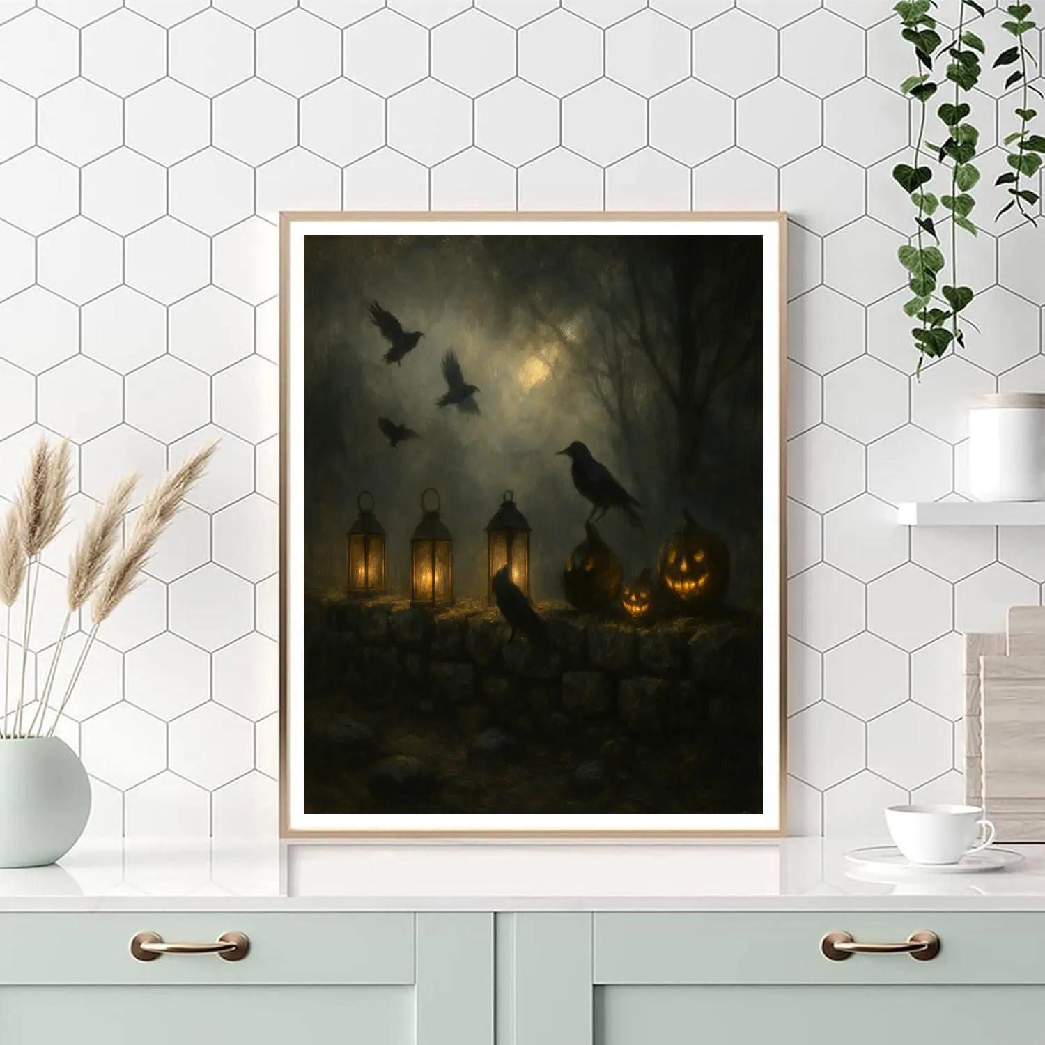 Lantern Requiem Over Fieldstone Painting by numbers kit