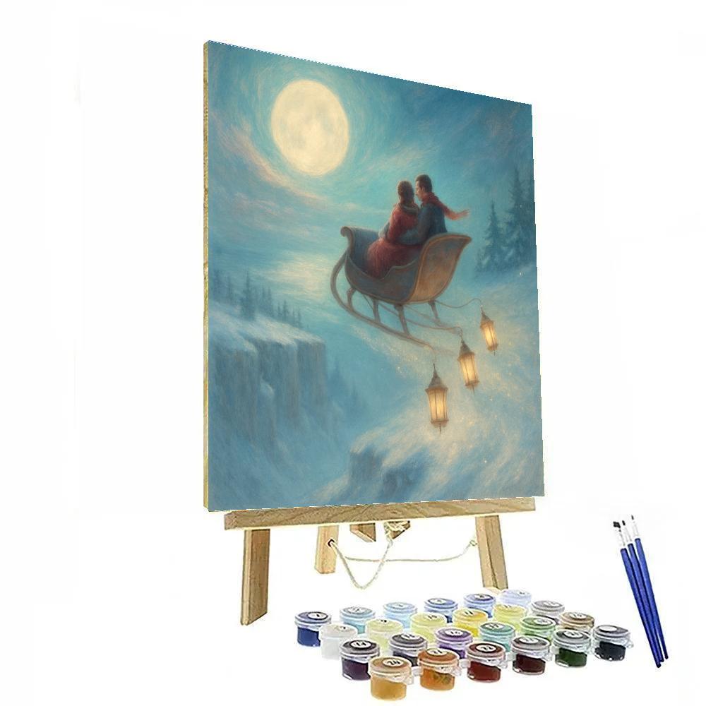 Moonlit Sleigh Ride Over Clifftops Painting by numbers kit
