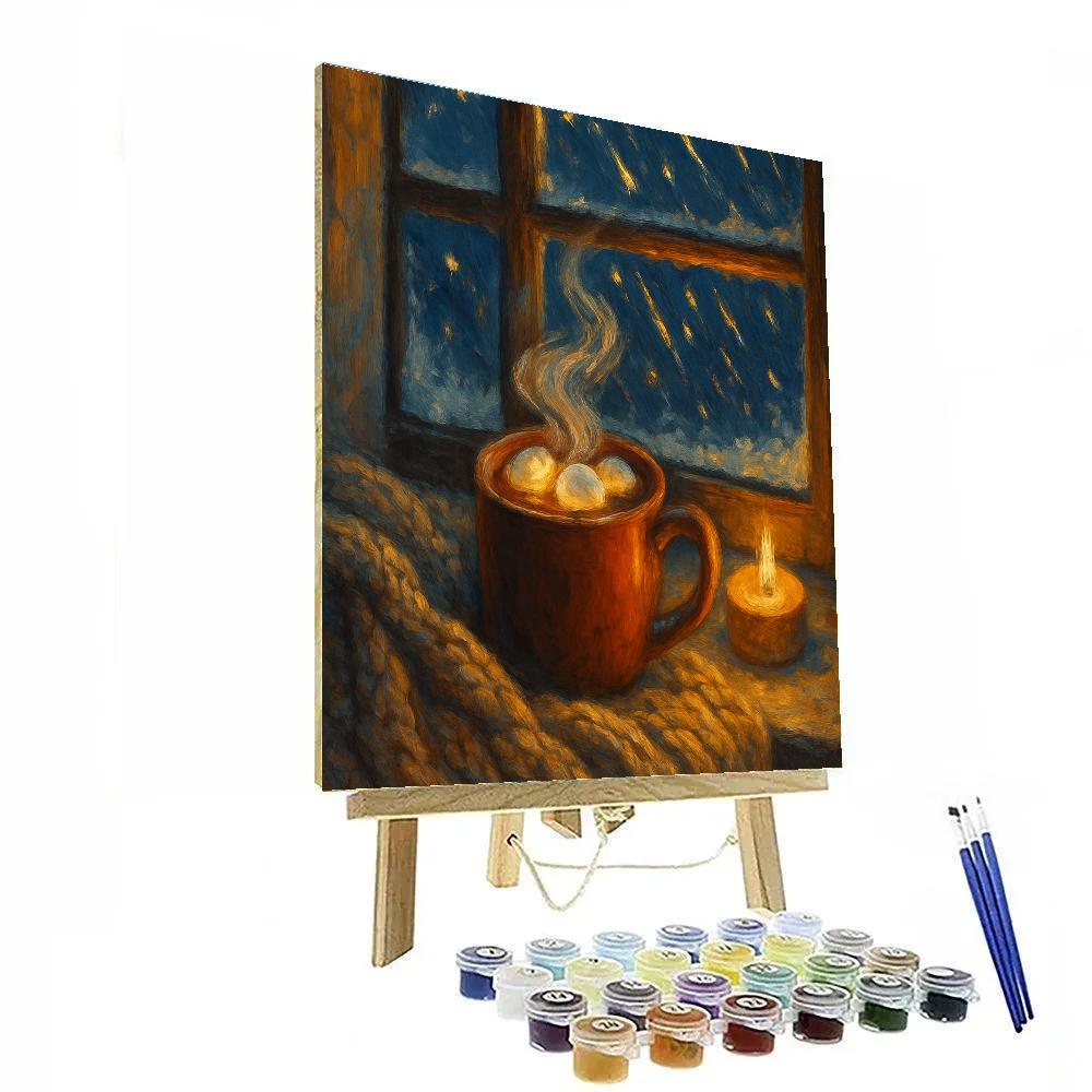 Fireside Cocoa By Starlit Window Paint by numbers art