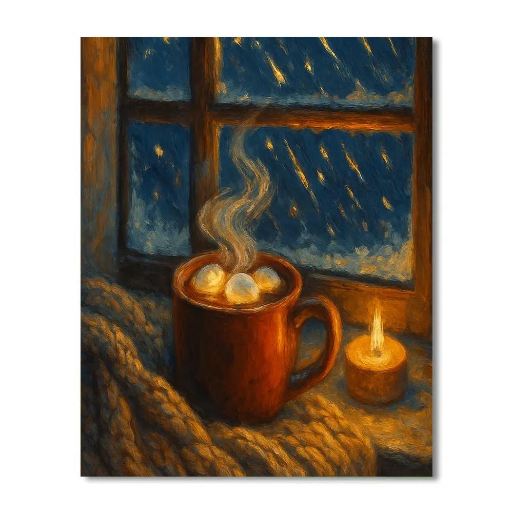 Fireside Cocoa By Starlit Window Paint by numbers art