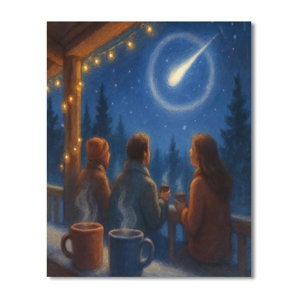 Stargazers Lodge Porch Night Paint by numbers art