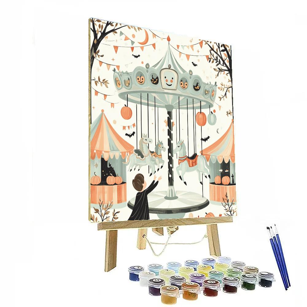 Ghostly Carousel At Midnight Carnival Painting by numbers kit