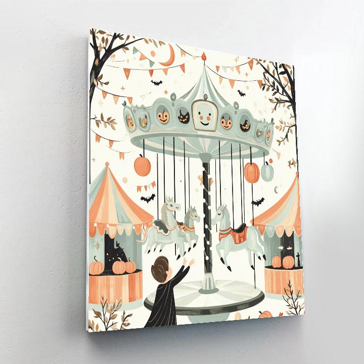 Ghostly Carousel At Midnight Carnival Painting by numbers kit