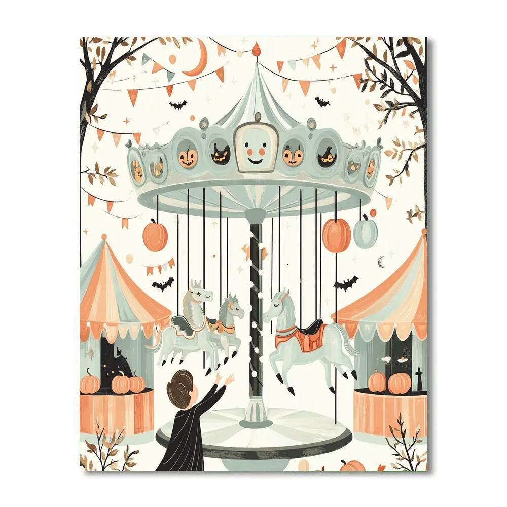 Ghostly Carousel At Midnight Carnival Painting by numbers kit
