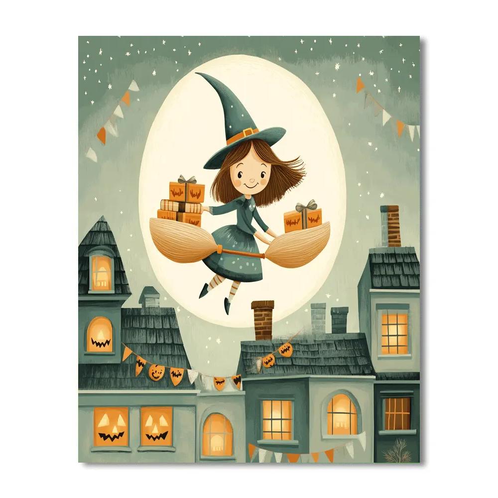 Midnight Broomstick Bakery Delivery paint by number