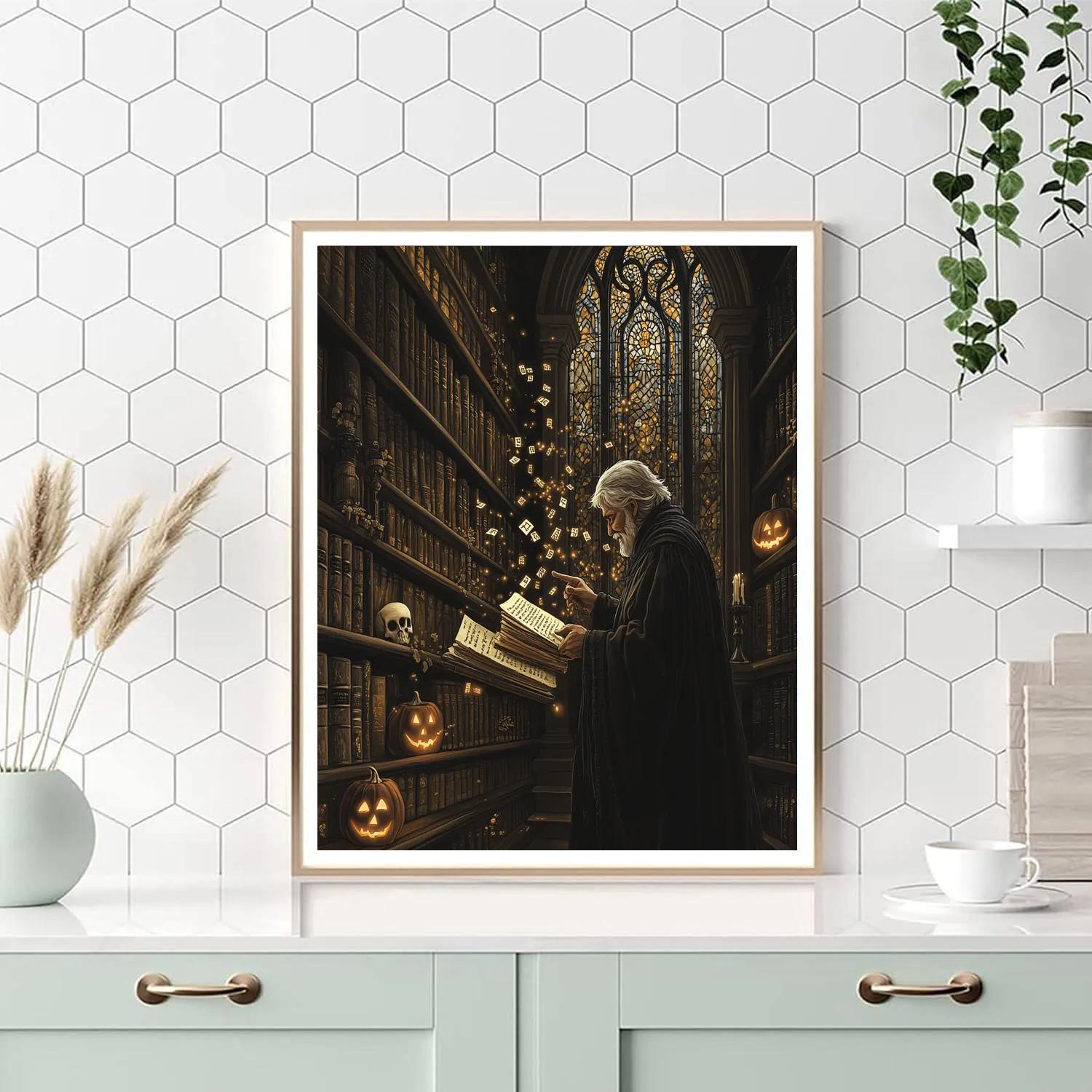 Haunted Library Study painting number kit