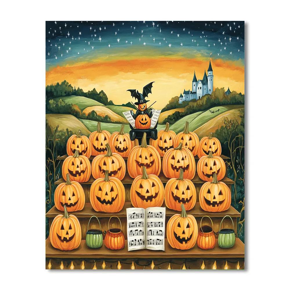 Moonlit Pumpkin Patch Choir Numbered painting kits