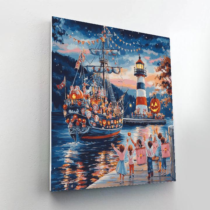 Spectral Sailors On The Haunted Harbor painting number kit