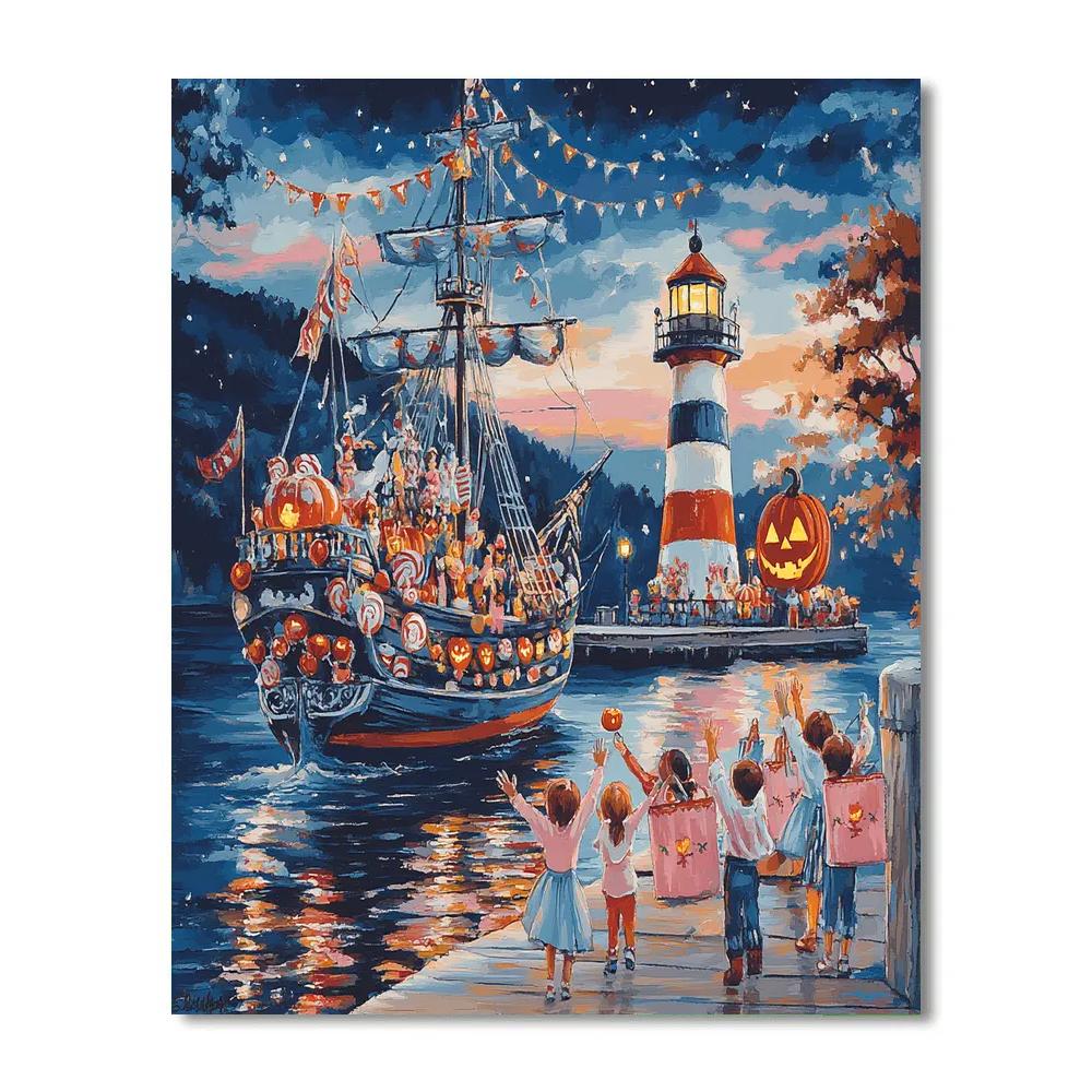Spectral Sailors On The Haunted Harbor painting number kit