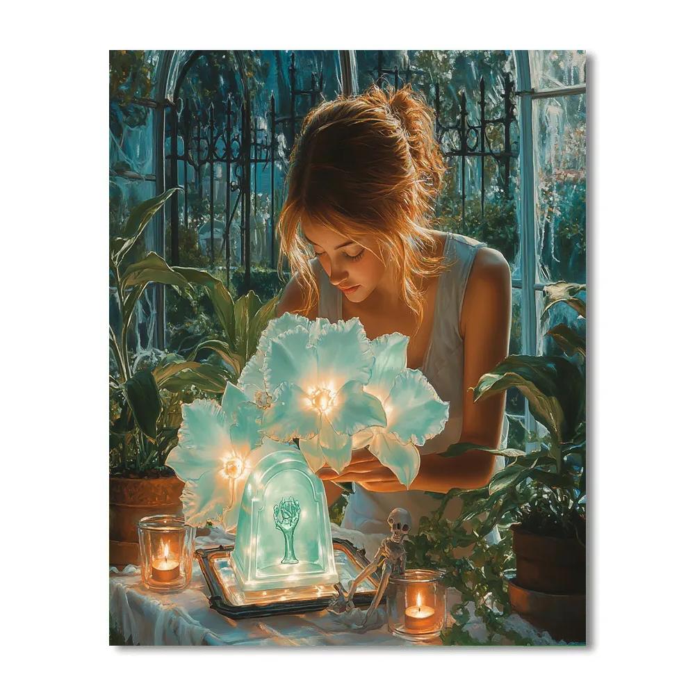 Midnight Botanist At The Graveyard Greenhouse paint by color