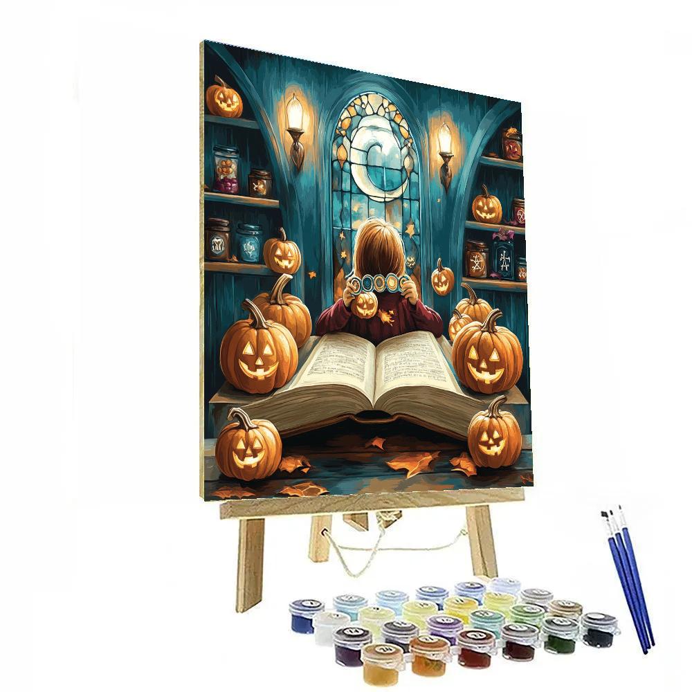 Enchanted Library Of Spells And Pumpkins Paint by numbers kits