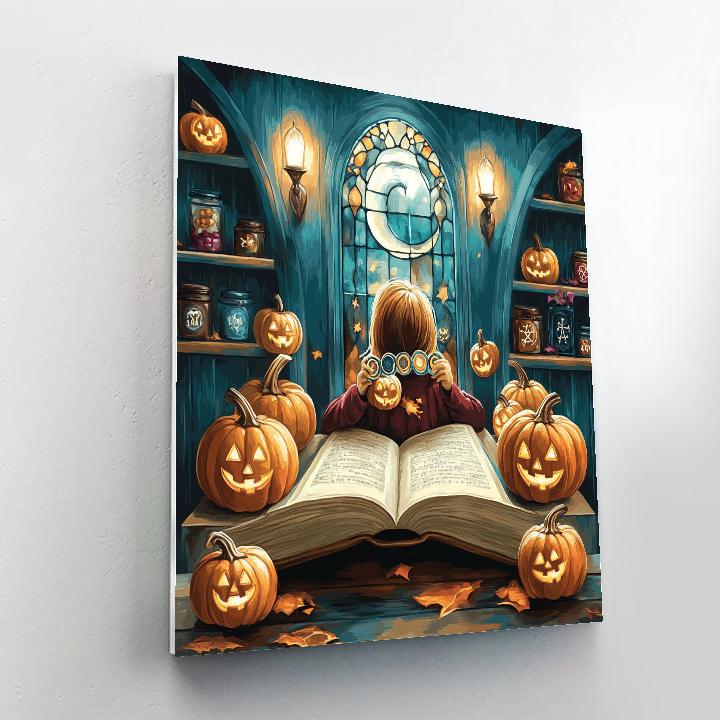 Enchanted Library Of Spells And Pumpkins Paint by numbers kits