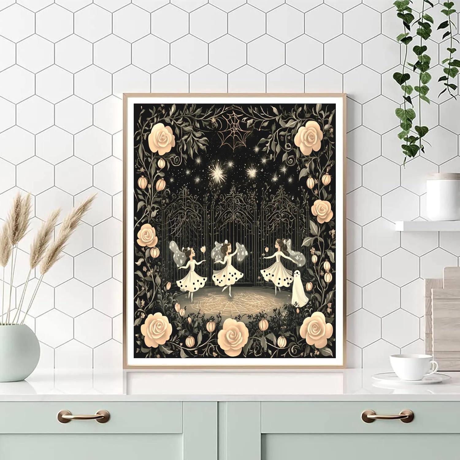 Cobweb Tea Dance In The Moon Garden Painting by numbers kit
