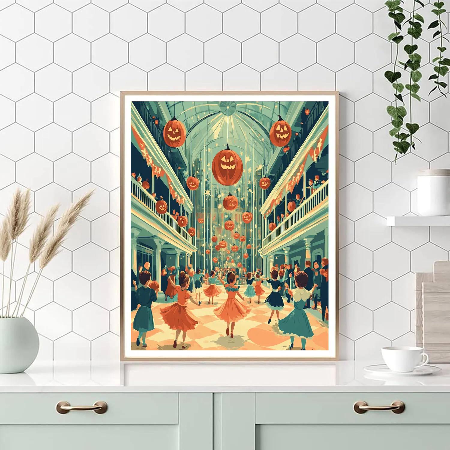 Starlit Costume Ball In The Pumpkin Atrium painting number kit