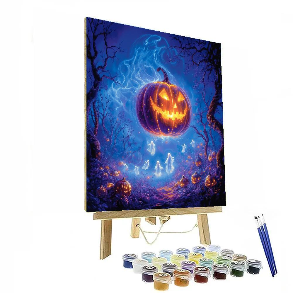 Enchanted Pumpkin Lantern Spooky Gathering Number painting