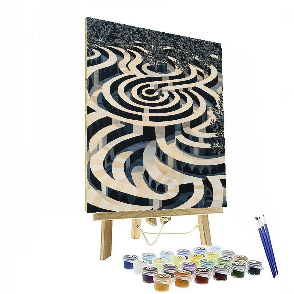 M.C. Escher Inspired Recursive Garden paint by color