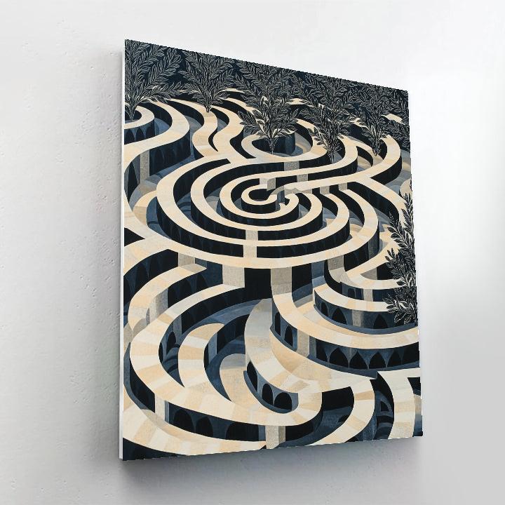 M.C. Escher Inspired Recursive Garden paint by color