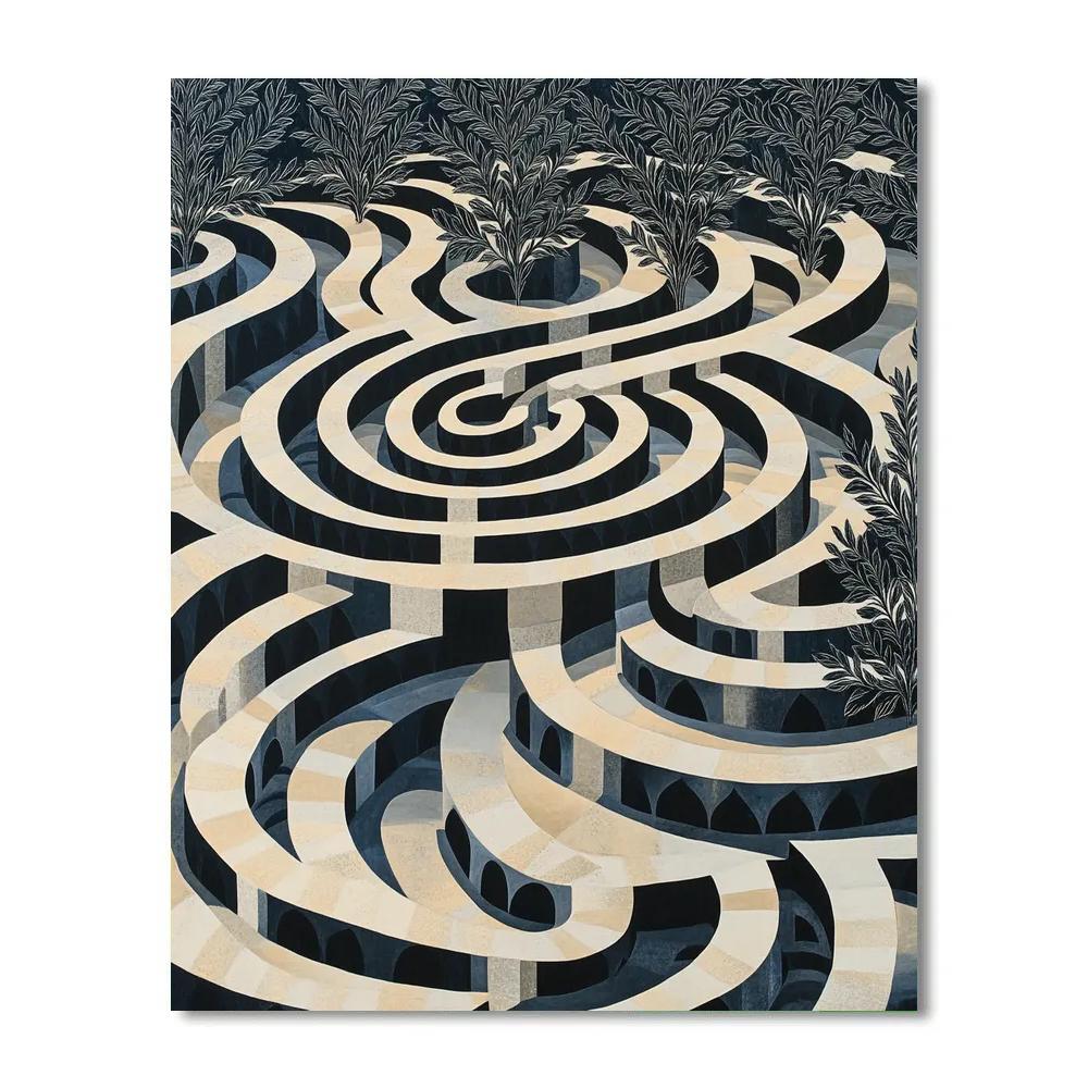 M.C. Escher Inspired Recursive Garden paint by color