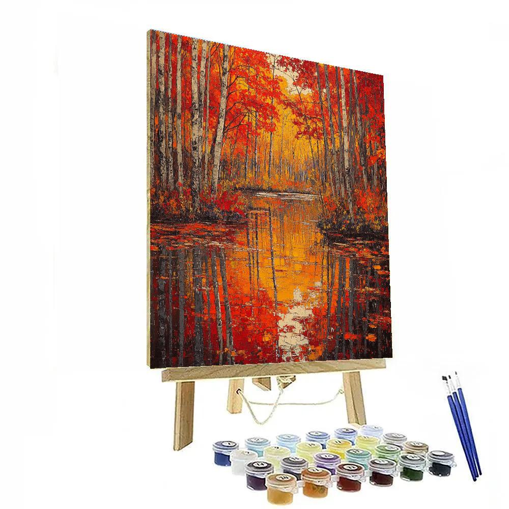 A.Y. Jackson Inspired Autumn Maple Reflections paint by number