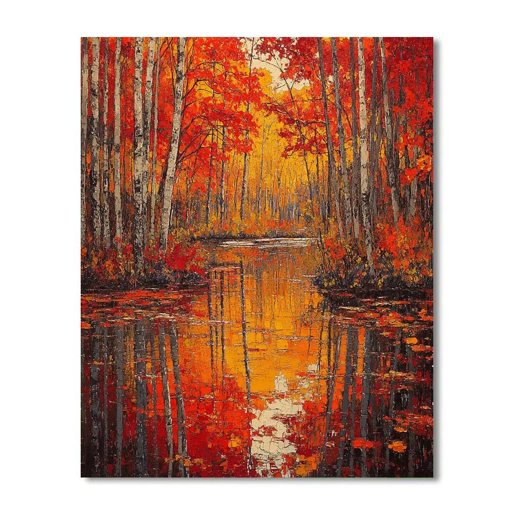 A.Y. Jackson Inspired Autumn Maple Reflections paint by number