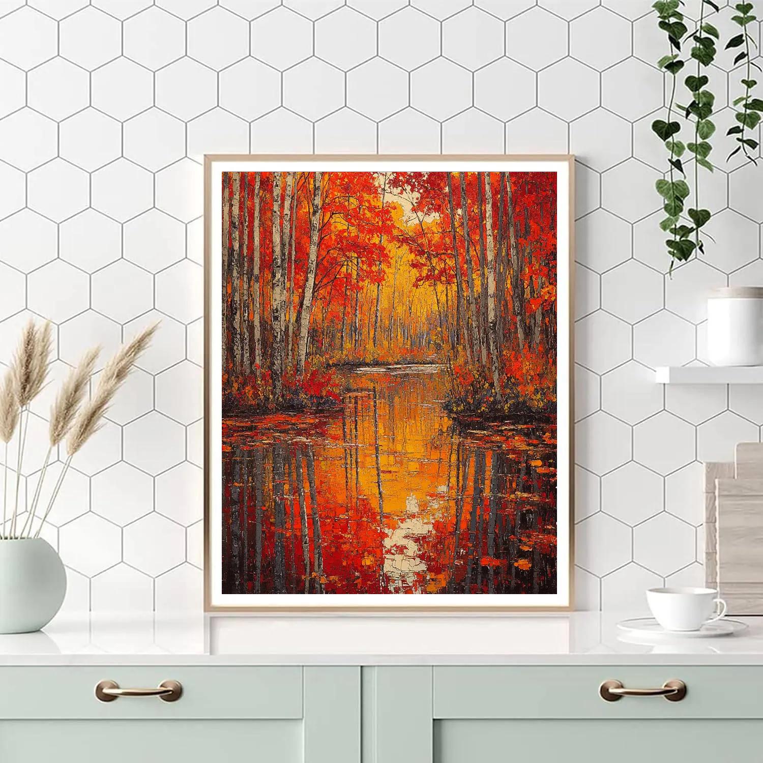 A.Y. Jackson Inspired Autumn Maple Reflections paint by number