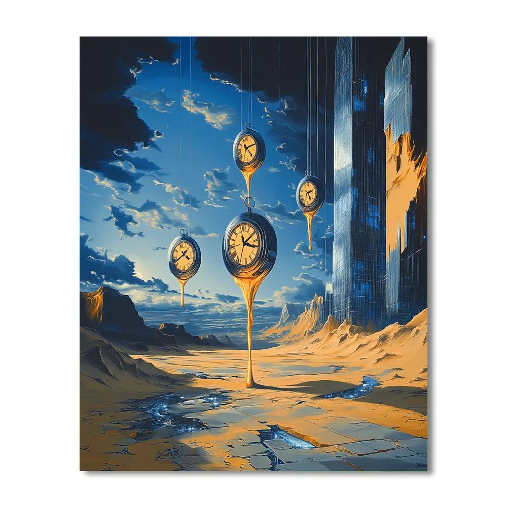 Salvador Dali Inspired Surreal Desert Metropolis paint by color